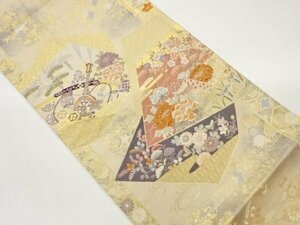 ys6944167; 純金箔二重織九百錦孔雀に琵琶・草花模様織出し袋帯【着】