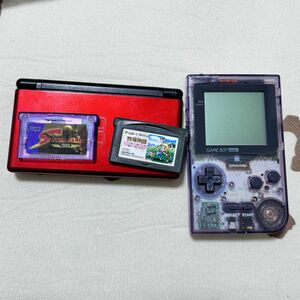 DSlight・gameboycolor・おまけ付き ゲームボーイカラーDSライト　スケルトン　クリアパープル　クリムゾンブラック