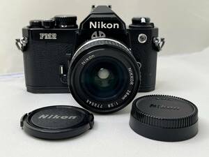 【M50】Nikon FM2 ブラックボディー 動作品 NIKKOR 28mm 1:2.8 レンズ 中古