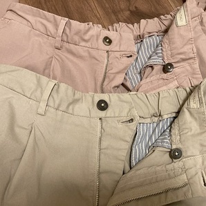 デヴォレ インチピット DEVORE LEISURE CHINO 製品染めコットンポプリン1プリーツシャーリングパンツ ダスティピンク サンドベージュの画像3