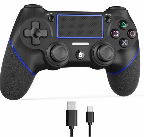 ps4コントローラー　簡単接続　ワイヤレス　多機能　二重振動　Bluetooth ワイヤレスコントローラー タッチパッド ブラック 互換 