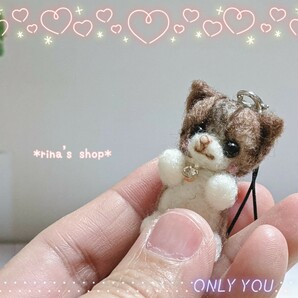 *rina's shop*3.5cm愛猫キジトラ猫ちゃんストラップ*ハンドメイド*羊毛フェルト*ドールハウス*インテリア*保護猫*愛猫グッズ*手作り猫雑貨の画像4