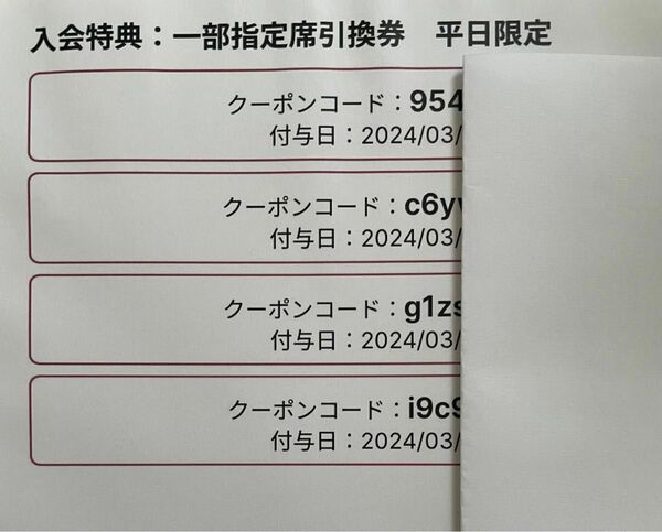 2024年千葉ロッテマリーンズ 一部指定席引換券【平日限定】