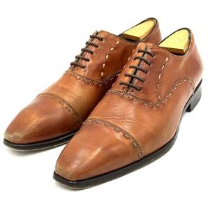 G☆ステッチデザイン 'イタリア製' ESPOIR エスポアール 本革 レザー ビジネスシューズ 革靴 ストレートチップ ドレスシューズ 紳士靴 40.5の画像1