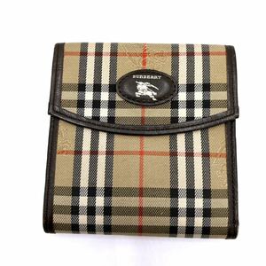 1円~ ＊ 人気モデル '高級感溢れる' BURBERRY バーバリー 名作 ノバチェック 3つ折り カード入れ 小銭入れ付き 財布 ウォレット 