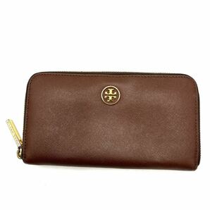 ＊ 多収納 '高級感溢れる' TORY BURCH トリーバーチ GOLD ロゴメタル ラウンドファスナー 長財布 8カード入れ 小銭入れ付 ウォレット 財布の画像1