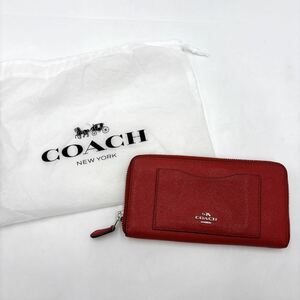 ＊ 保存袋付き '高級感溢れる' COACH コーチ PVCレザー ラウンドファスナー 長財布 12カード入れ 小銭入れ付き 財布 ウォレット レディース