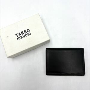 ＊ 美品 箱付き '人気モデル' TAKEO KIUKUCHI タケオキクチ 本革 名刺入れ カードケース 定期入れ パスケース カード入れ 黒 メンズ 