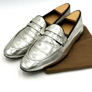 G ☆ 高級ラグジュアリー靴 'イタリア製' GUCCI グッチ 本革 レザー コイン/ペニーローファー 革靴 ドレスシューズ size:40 25.0cm 紳士靴
