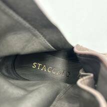 C＊ 良品 '洗練されたデザイン' STACCATO スタッカート 本革 ビジュー装飾 レースアップ ヒール ブーツ 革靴 ブーティー 22.5cm レディース_画像7