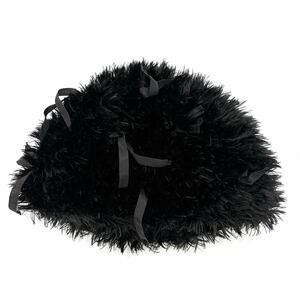 ＊ 良品 日本製 '高級感溢れる' CA4LA カシラ ファー ニット帽 ビーニー 帽子 レディース BLACK 黒