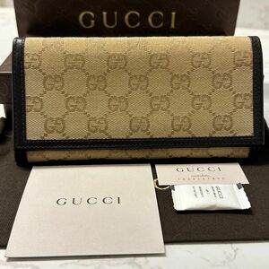 新品同様！ グッチ GUCCI 財布 二つ折り 長財布 GGキャンバス