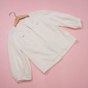 [ free shipping ] Ingeborg eggshell white flower motif attaching bolero cardigan / free size /2022SSkore/ made in Japan /D21-401