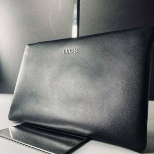 1 иен ~ не использовался / Dior DIOR клатч ручная сумочка сумка мужской кожа портфель Logo женский сумка чёрный 