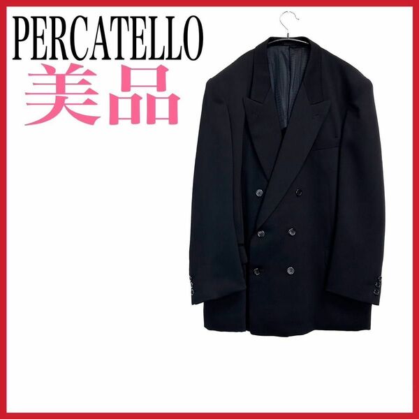 【美品】PERCATELLO ジャケット 肩パット入り　ウール スーツ 冠婚葬祭 フォーマル