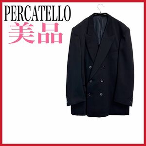 【美品】PERCATELLO ジャケット 肩パット入り　ウール スーツ 冠婚葬祭