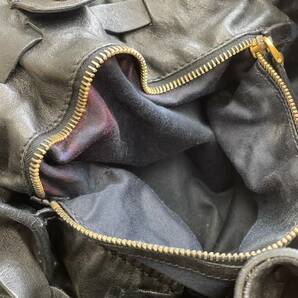 ☆300 miumiu サイドリボン トートバッグ 巾着 ブラック 型崩れ 金具汚れ 匂いありの画像8