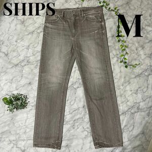 【ships】 シップス ジーンズ デニム M スリム テーパード 美品 ストレッチ グレー