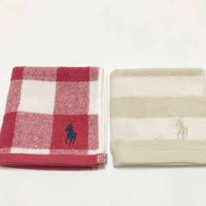 送料無料 ラルフローレン タオルハンカチ2枚　ポロラルフローレン RALPH LAUREN ハンカチタオル　ミニタオル　タグ付き　お返し　お礼に