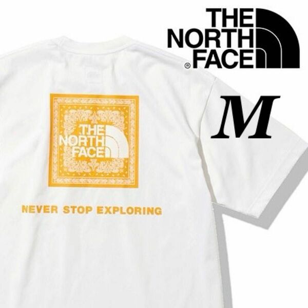 【M】新品★The North Face★ノースフェイス★バンダナスクエアロゴ★ホワイト★半袖Tシャツ NT32349 32446