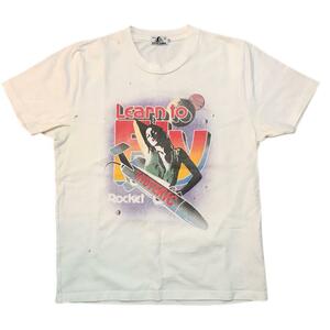 ビンテージ加工 ヒステリックグラマー　ヒスガール　宇宙　ロケット　白　Tシャツ M HYSTERIC GLAMOUR