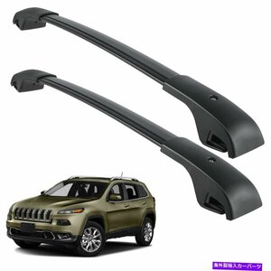 2014-22ジープチェロキールーフラッククロスバーアルミニウム荷物キャリアブラックUSFor 2014-22 Jeep Cherokee Roof Rack Cross Bars Alu