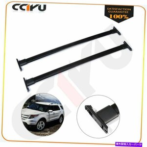 2011年から2015年のフォードエクスプローラールーフラッククロスバー荷物キャリアブラックセットFor 2011-2015 Ford Explorer Roof Rack C