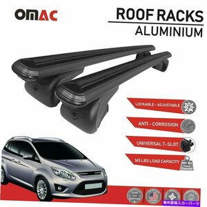 ルーフラッククロスバー荷物キャリアブラックセットフォードC-Max Energi 2012-2018Roof Rack Cross Bars Luggage Carrier Black Set for