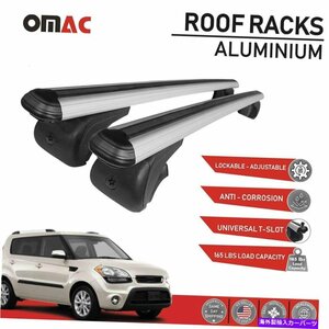 ルーフラッククロスバー荷物キャリアシルバーアルミニウムfor kia soul 2010-2019Roof Rack Cross Bars Luggage Carrier Silver Aluminum