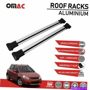 ルーフラッククロスバー荷物キャリアシルバーアルミニウムフィットスズキSX4 2007-2013Roof Rack Cross Bars Luggage Carrier Silver Alum