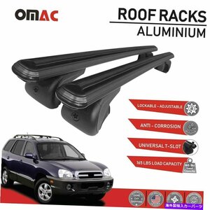 ヒュンダイサンタフェ2001年から2006年のルーフラッククロスバー荷物キャリアブラックRoof Rack Cross Bars Luggage Carrier Black for Hy