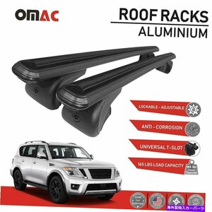 ルーフラッククロスバーキャリアレールルーフバーブラックフィット日産アルマダ2017-2022Roof Rack Cross Bars Carrier Rails Roof Bar Bl