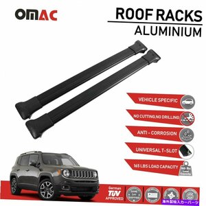 ルーフラッククロスバー荷物キャリアブラックジープレネゲード2019-2022Roof Rack Cross Bars Luggage Carrier Black For Jeep Renegade 2