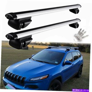 ルーフラッククロスバーロック可能な荷物キャリアシルバージープチェロキー2008-2022Roof Rack Cross Bars Lockable Luggage Carrier Silv