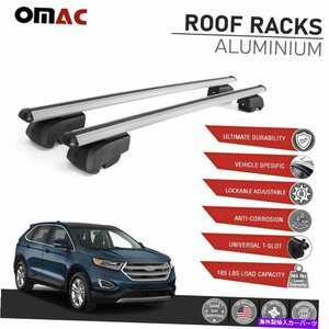 シルバールーフレールラックアル。フォードエッジ2015-2022のクロスバー荷物キャリアSilver Roof Rail Rack Alu. Cross Bars Luggage Carr