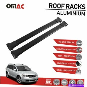 ルーフラッククロスバー荷物キャリアブラックセットダッジジャーニー2009-2022Roof Rack Cross Bars Luggage Carrier Black Set for Dodge