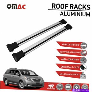 ルーフラッククロスバー荷物キャリア2 PCSシルバーセットトヨタシエナ2011-2020Roof Rack Cross Bar Luggage Carrier 2 Pcs Silver Set fo