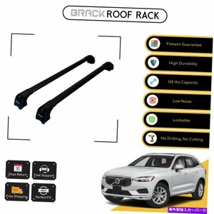 ボルボXC60 2018のブラックルーフラック荷物キャリアクロスバー - ブラックアップBRACK Roof Rack Luggage Carrier Cross Bars For Volvo