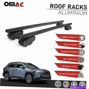 トヨタカローラクロスのルーフレールラックXG10 2021-2022クロスバーキャリアブラックRoof Rail Rack For Toyota Corolla Cross XG10 2021