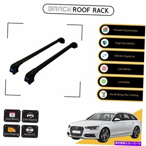 ブラックルーフラック荷物キャリアアウディA6 C6 AVANT 06-11ブラック用クロスバーBRACK Roof Rack Luggage Carrier Cross Bars For Audi