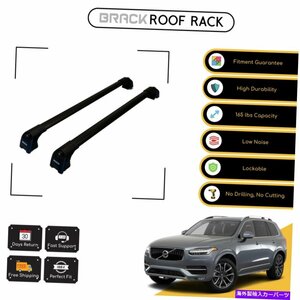 ボルボXC90 2018のブラックルーフラック荷物キャリアクロスバー - ブラックアップBRACK Roof Rack Luggage Carrier Cross Bars For Volvo