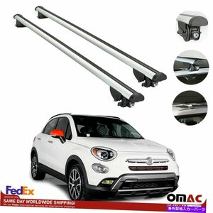 ルーフラッククロスバー荷物キャリアシルバーセットフィットフィアット500X 2016-2021Roof Rack Cross Bars Luggage Carrier Silver Set f