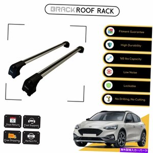 ブラックルーフラック荷物荷物キャリアクロスバーフォードフォーカスアクティブ2019-アップシルバーBRACK Roof Rack Luggage Carrier Cros