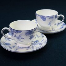 WEDGWOOD ブループラム カップ＆ソーサー2客セット ペア ジョサイア・ウェッジウッド没後200周年記念 bicentenary celebration ◆811f05_画像1