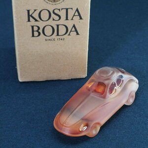 美品！KOSTA BODA コスタボダ Car-Toons ガラス 置物 オブジェ オーレ・ブローゼン スウェーデン製 赤い車 7090358◆818f21