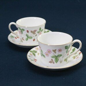 WEDGWOOD ワイルドストロベリー ティーカップ＆ソーサー2客セット デルフィ ペア ウェッジウッド◆821f24の画像1