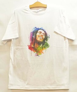 新品・送料込★ボブマーリー★白半袖★ラスタレゲエ★カラフル★Bobmarley