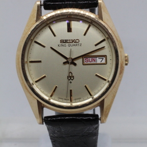 【SEIKO】KING QUARTZ 4823-8000 CAP GOLD JAPAN A 中古品時計 未使用ワニ革ベルト装着 24.4.7 の画像1