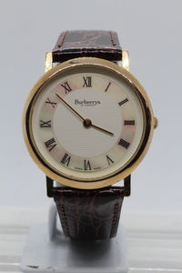 [Burberrys]6000G QUARTZ secondhand goods clock unused cow leather belt installation battery replaced 24.4.29