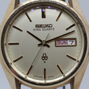 【SEIKO】KING QUARTZ 4823-8000 CAP GOLD JAPAN A 中古品時計 未使用ワニ革ベルト装着 24.4.7 の画像2